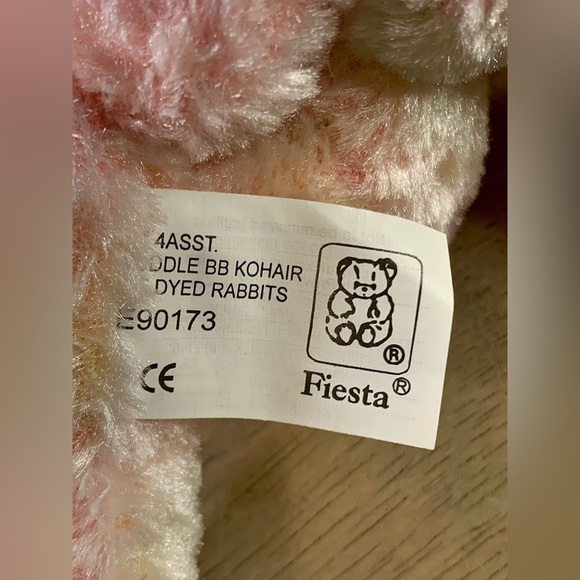 Fiesta Cuddle Plush Tie-Dyed Rabbit Pink Green Yellow Bunny Ear Tip to‎ Toe 11" - Picture 4 of 6